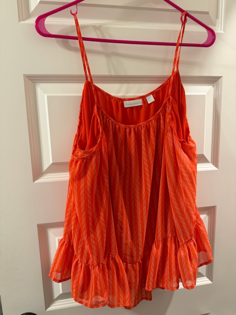 Bright Orange Strappy Ruffled Off the Shoulder Tank Top